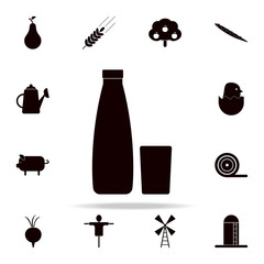 a bottle of milk and a glass icon. Farm icons universal set for web and mobile