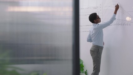 business people meeting african american team leader woman presenting project development seminar showing diverse corporate management group ideas on whiteboard in startup office presentation