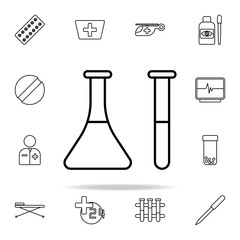 Obraz premium flask and test tube line icon. Hospital icons universal set for web and mobile