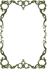 Digital design illustration of a beautiful, elegant and curled frame element with plant and natural theme. Fantasy background pattern decorated with roots and vines - obrazy, fototapety, plakaty