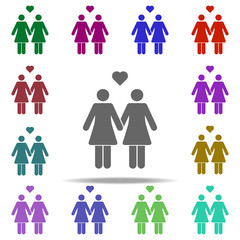 loving lesbian couple icon. Elements of People in love in multi color style icons. Simple icon for websites, web design, mobile app, info graphics