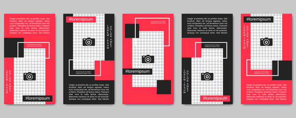 Trendy social network stories editable vector templates collection. Web application background for social media