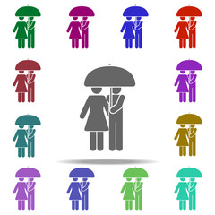 couple under the umbrella icon. Elements of People in love in multi color style icons. Simple icon for websites, web design, mobile app, info graphics