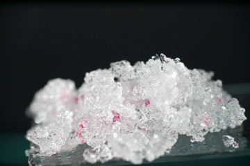 Chemical powder from the chemistry kit with macro lens photographed in studio