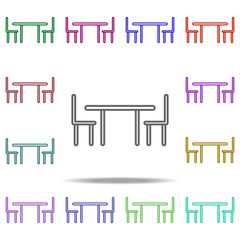 table and chairs outline icon. Elements of restaurant in multi color style icons. Simple icon for websites, web design, mobile app, info graphics