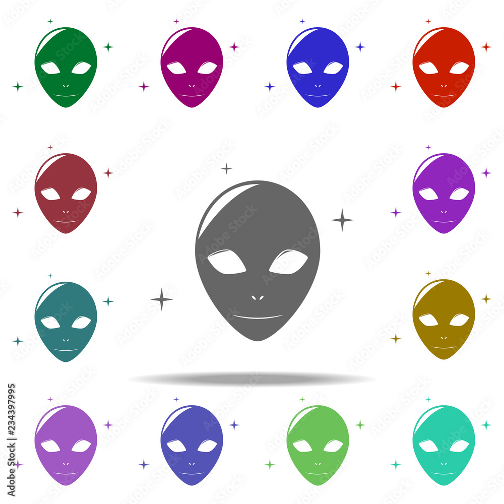 Poster alien icon. elements of space in multi color style icons. simple icon for websites, web design, mobi