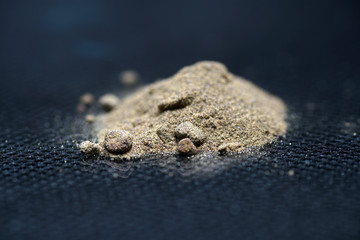 Chemical powder from the chemistry kit with macro lens photographed in studio