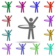 man with a hoop icon. Elements of Sport in multi color style icons. Simple icon for websites, web design, mobile app, info graphics