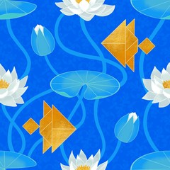 Tangram goldfish and water lilies