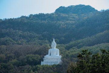 Luang Por Khao or white big Buddha on Si Siat Mountain,Wat Theppitak Punnaram,Phaya Yen,Pakchong...