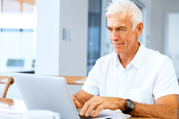 Obraz premium Man working on laptop at home