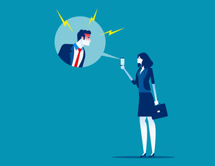 Angry manager call with employee. Concept business vector illustration, Complaining, Talking, Angry man.