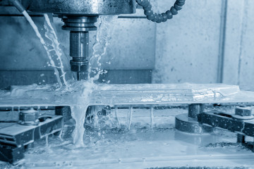 The CNC milling machine cutting the mold part by solid radius end mill tool.Mold manufacturing...