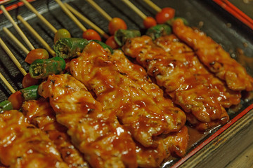 Chicken BBQ Skewers ( focus selective)
