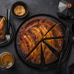 upside down banana caramel cake