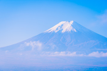 Beautiful landscape of mountain fuji around maple leaf tree in autumn season