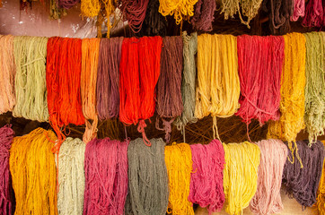 Peruvian Colored Raw Yarn Hanging to Dry © Jeff