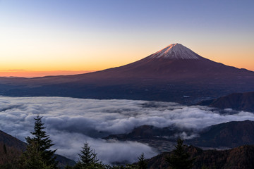 Fototapeta na wymiar 未明の富士山と雲海