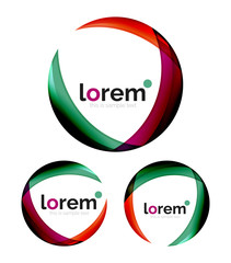 Set of geometric shape convergence logo design templates