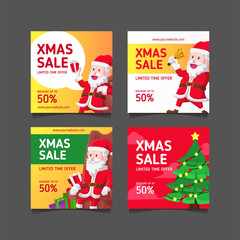 pack of sale poster of Christmas with Santa Claus. Vector illustration