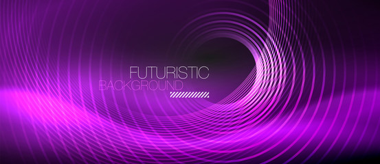 Dark abstract background with glowing neon circles