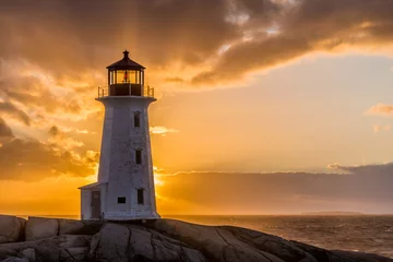 Foto op Aluminium Peggys Point lighthouse sunset © Roxane Bay