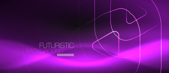 Dark black abstract background with neon colors and lines