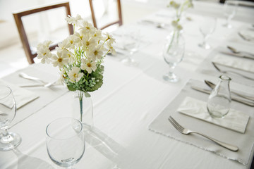 Fine table setting with flower