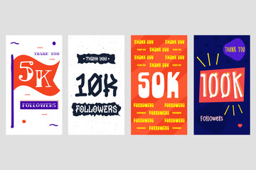 5k, 10k, 50k, 100k  followers Social Media for story. Vector design
