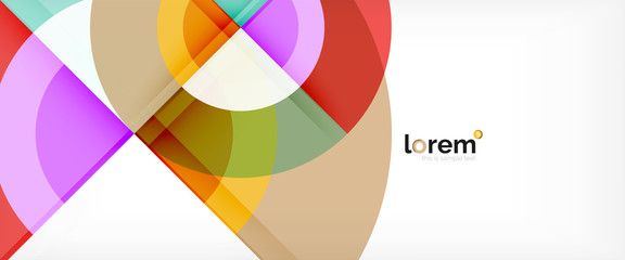 Modern geometric circles abstract background, colorful round shapes with shadow effects