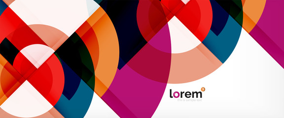 Obraz premium Modern geometric circles abstract background, colorful round shapes with shadow effects