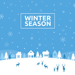 Fototapeta na wymiar Winter Season, Wintertime Design Background, Vector Illustration