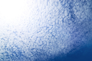 Sunset clouds sky lens flare background.