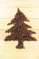 coffee beans with Christmas tree shape