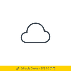Cloudy Weather Icon / Vector - In Line / Stroke Design