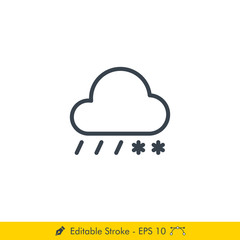 Rain Snow Weather Icon / Vector - In Line / Stroke Design