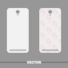 Phone Cover Pink Flowers On Gray