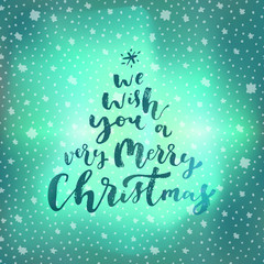 Obraz premium We Wish You A Very Merry Christmas hand lettering greeting card