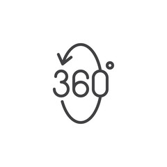 360 degrees arrows outline icon. linear style sign for mobile concept and web design. Angle 360 degrees simple line vector icon. Symbol, logo illustration. Pixel perfect vector graphics