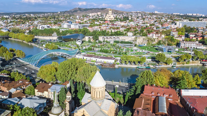 Tbilisi skyline aerial drone view from above, Kura river and old town of Tbilisi cityscape, Georgia   © Iuliia Sokolovska