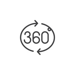 360 degree arrows outline icon. linear style sign for mobile concept and web design. Angle 360 Degrees simple line vector icon. Symbol, logo illustration. Pixel perfect vector graphics