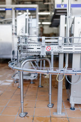 Production of milk and yogurt at the plant. Metal units and tanks for storage and transportation.