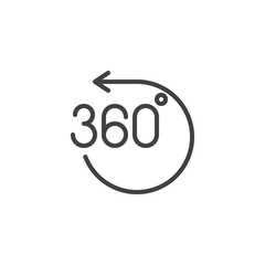 Angle 360 Degrees outline icon. linear style sign for mobile concept and web design. 360 degree arrow simple line vector icon. Symbol, logo illustration. Pixel perfect vector graphics