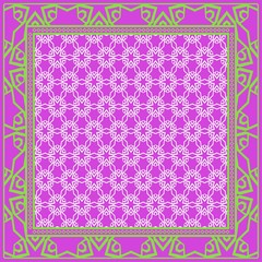 Obraz premium Template Print for Fabric. Pattern of floral geometric ornament with Border. illustration. Seamless. For Print Bandana, Shawl, Carpet.