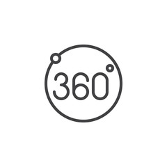 360 Degrees View outline icon. linear style sign for mobile concept and web design. 360 angle panoramic view simple line vector icon. Symbol, logo illustration. Pixel perfect vector graphics