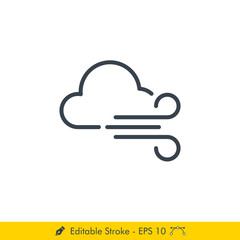 Windy Weather Icon / Vector - In Line / Stroke Design