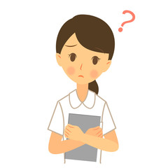 職業　看護師　女性　首をかしげる　上半身