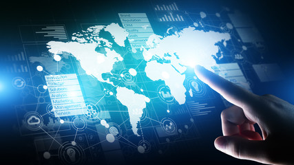 Business and marketing strategy dashboard, Data analysis control panel on virtual screen.
