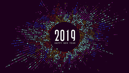 Colorful radial pattern New Year background.