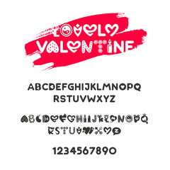English alphabet. Holiday font for Valentine's Day.